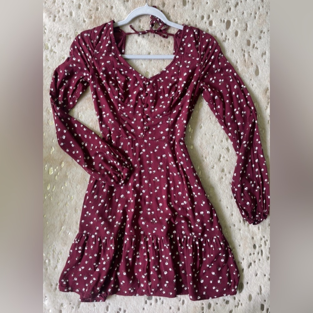Hollister Burgundy Long Sleeve Dress XS